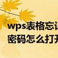 wps表格忘记密码怎么找回来（wps表格忘记密码怎么打开）